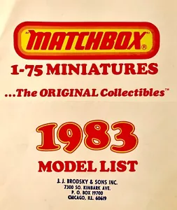 Vintage 1983 Matchbox 1-75 Miniatures Dealer Catalog W/ Model Numbers - Picture 1 of 10
