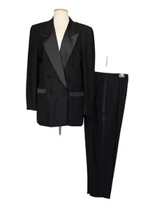 Liz Claiborne Womens Black Wool Double Breasted Tuxedo Suit Formal Wear Size 12 - Picture 1 of 17