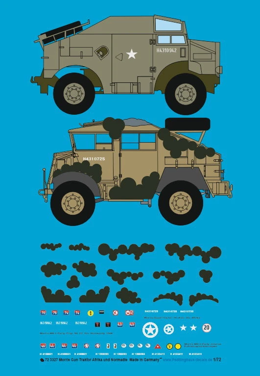 Peddinghaus-Decals 1/72 3327 Morris Gun Trattore Africa E Normandia Con Mickym - Immagine 1 di 1