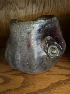 Organic Pot, Studio Pottery Raspberry very irregular form 6” Tall - Picture 1 of 6