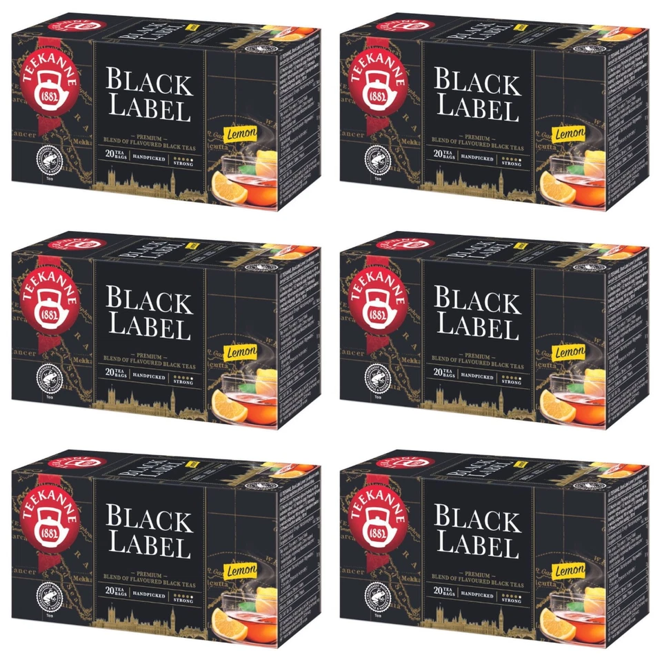TEEKANNE - Black Label Lemon - Schwarzer Tee mit Zitrone  - 6 x 20 Teebeutel - Bild 1 von 4