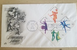 USPS FDC #1749-52 1978 13c American Dance Block of 4 Artcraft Cover - Kostenloser Versand - Bild 1 von 1