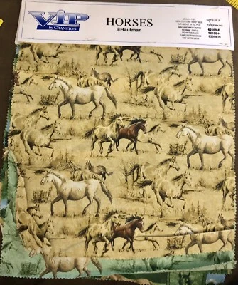 VTG VIP Cranston Horse Fabric Sample Squares 4 Different Quilting Crafts - Image 1 of 4