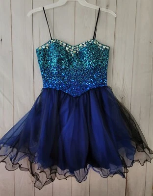 Vestido de fiesta vintage azul lentejuelas tul falda fiesta Halloween cosplay mujer 9/10 Foto 1 de 4