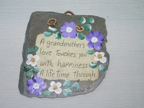 Hand Painted & Signed by Artist Karri A GRANDMOTHER’S LOVE Saying with Purple & Cover