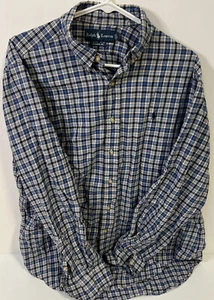 POLO RALPH LAUREN Men's Classic Fit Stretch 100% Cotton Plaid Shirt Size Large - Picture 1 of 4