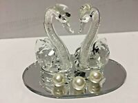 Large Twin Double Swans Decorative Crystal Gift Present Model Valentines Wedding