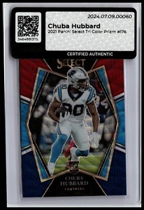 2021 Panini Select Premier Level #176 Chuba Hubbard Rookie Tri Color Prizm MBA - Bild 1 von 2