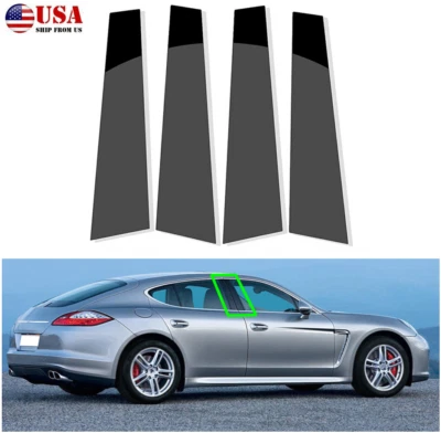 4 piezas para Porsche Panamera 2009-16 negro pilar poste moldura ventana puerta cubierta palo Foto 1 de 4