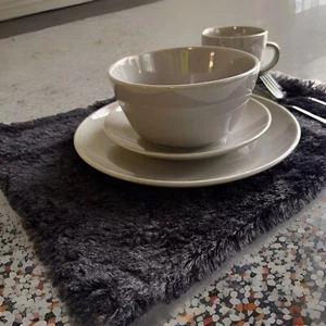 Lot 2 Black Faux Fur Plush Placemats Robert Stanley NWT 18”x 13” - Picture 1 of 3