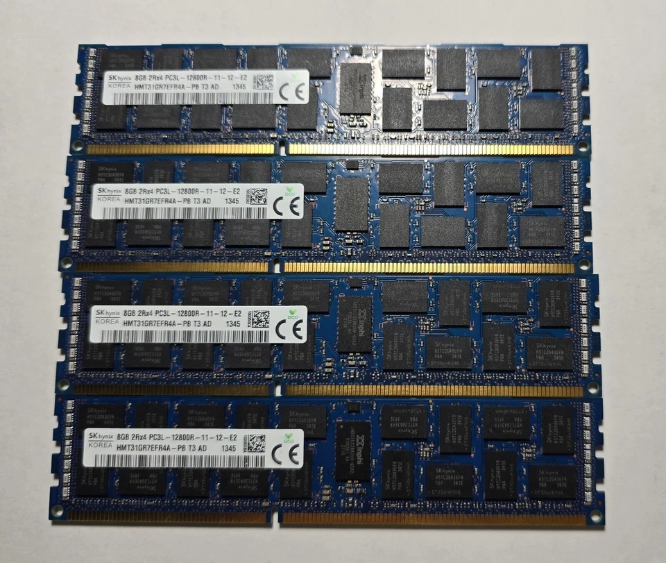(32Gb) SK HYNIX 8GB 2RX4 PC3L-12800R SERVER MEMORY RAM HMT31GR7EFR4A-PB - Image 1 of 1