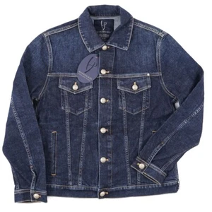 Handpicked Slim-Fit Dark Blue Denim Cotton Trucker Jacket L NWT Jean Jacket - Picture 1 of 7