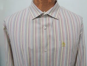 Camisa Penguin Munsingwear XL Multicolor Rayas Manga Larga Algodón Calce Ajustado - Imagen 1 de 4