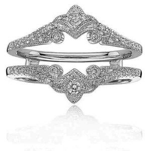 2CT Round Lab Created Diamond Solitaire Enhancer Wrap Ring 14K White Gold Plated - Picture 1 of 2