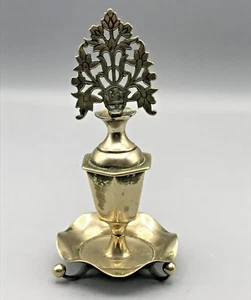 Antique Solid Brass Islamic Kohl Bottle  6” Ornate Floral & Geometric Design - Picture 1 of 6