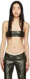 Miaou Women's Faux Leather Belize Bandeau Top in Forest Python Green Size XS NWT - Picture 1 of 13