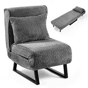 Makika Sofa Bed Recliner Chair Berber Fleece Folding with Pillow Lounger Seat