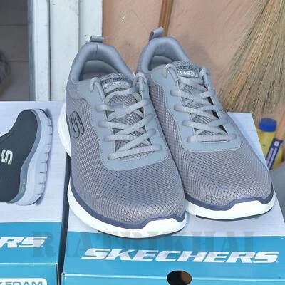 Мужские воздухопроницаемые кроссовки GREY Skechers Flex Advantage пена с эффектом памяти для бега и ходьбы - Изображение 1 из 4