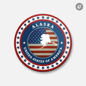 Estado de Alaska EE. UU. | Imán decorativo redondo de 4"" X 4"" - Imagen 1 de 2