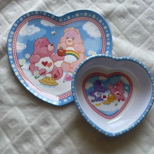 Vintage Care bears dish set heart shape plate and bowl - Picture 1 of 4