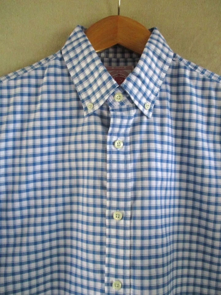 J Press Trunk Club white blue plaid button down oxford shirt Small nwot new - Image 1 of 4