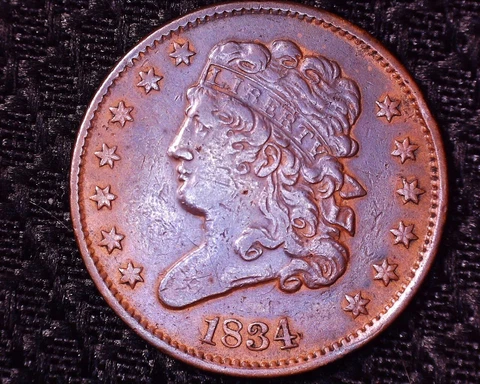 Very Nice 1834 Classic Head Half Cent  Low Mintage Of 141,000  #HC034 Cover