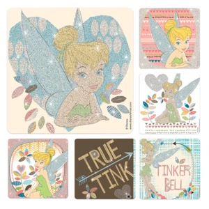 10 Disney Tinkerbell hübsche rosa Glitzer Aufkleber Party Gastgeschenke Lehrerbedarf - Bild 1 von 1