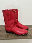 Justin L3055 Red Leather Western Roper Style Boots Women’s Us Size 9a Cowgirl