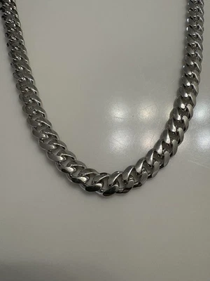 Pesada cadena cubana de plata de ley 925 rodio - 20” - 60,1 g - Elegante duradera Foto 1 de 4