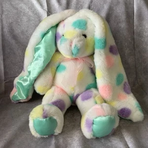 Commonwealth 2001 Conejo de Pascua Suave Peluche Animal Blanco Lunares - Imagen 1 de 12