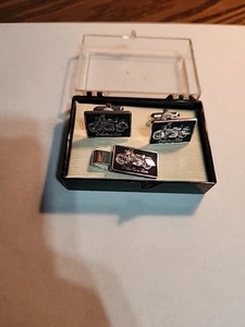 Vintage Harley Davidson Electra Glide Cufflinks And Tie Clip - Picture 1 of 3