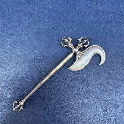 Old Tibetan Buddhism White Lima copper King Kong curved knife ritual implements - Image 1 of 4