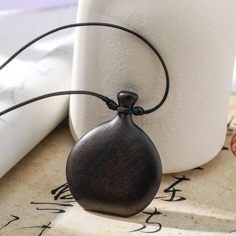Vintage Holz Flagon Anhänger Kette Unisex Lang Art Mode Schmuck - Bild 1 von 4
