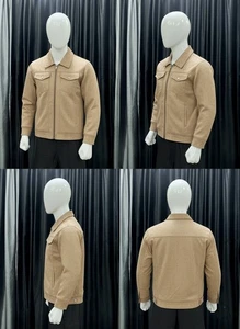 Premium Wildlederimitat Jacke für Herren - klassischer Kragen hellbraun Lederoptik klassische Passform - Bild 1 von 7