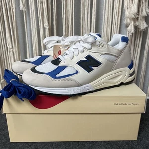 NEU Größe 9,5 New Balance Teddy Santis x 990v2 hergestellt in den USA weiß blau XM990WB2 - Bild 1 von 5