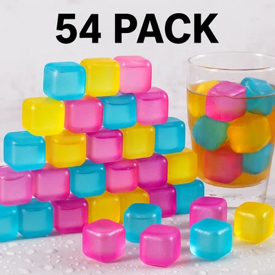 54-Pack Reusable Ice Cubes – 1" Square BPA-Free, Chills Drinks Without Dilution - Image 1 of 4