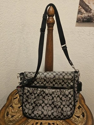 Coach Bolso de Mano Cartera F18373 Bebé Pañal Bolso Mensajero Firma Cuero Negro Foto 1 de 4