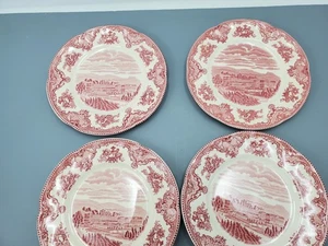 4 Johnson Bros England Old Britain Castles 8" Essteller rosa/rot Eisenstein - Bild 1 von 10