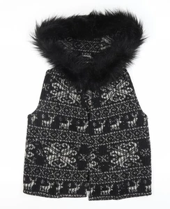 Zara Women’s Black Wool Hooded Waistcoat M - Picture 1 of 12