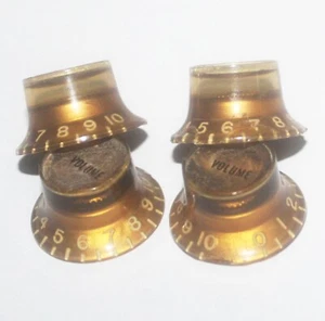 RARE Vintage 1960 Gibson Reflector Knobs Gold 1961 Bonnet Top Hat Knobs Les Paul - Picture 1 of 11