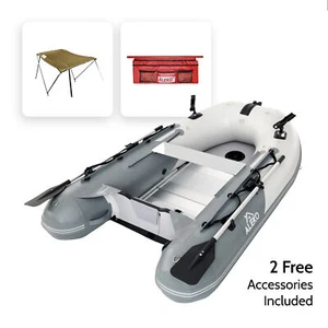 ALEKO Inflatable Fishing Boat with Aluminum Floor 8.5 ft Light and Dark Gray - Picture 1 of 12