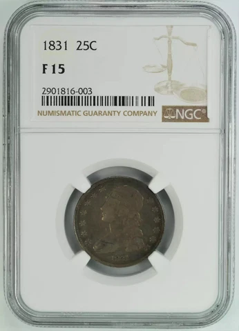 1831 CAPPED BUST QUARTER 25C SILVER NGC CERTIFIED F 15 FINE (003) Cover