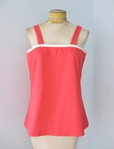 Camiseta sin mangas Pullover Cuadrado Tejido Poli Texturizado Rosa Coral Mod Años 60 70 De Colección 16 - Imagen 1 de 5