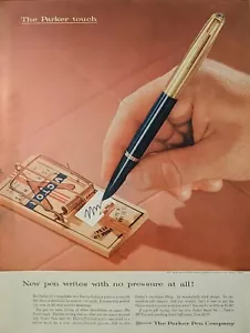 1955 vintage Parker Pen Company stampa annuncio, scrittura su trappola per topi - Foto 1 di 1