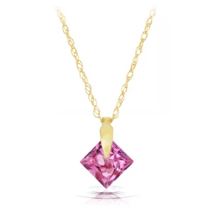 Collar de piedras preciosas de oro sólido real de 14 K con topacio rosa natural 6 mm 14-20" de largo - Imagen 1 de 5