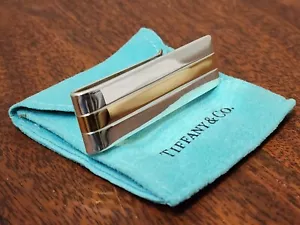 Tiffany & Co 18 Karat Gold Sterling Silver Money Clip With Pouch Superb Vintage - Picture 1 of 8