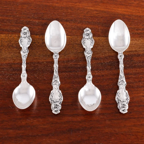 4 WHITING AMERICAN ART NOUVEAU STERLING SILVER DEMITASSE SPOONS LILY 1907 Cover