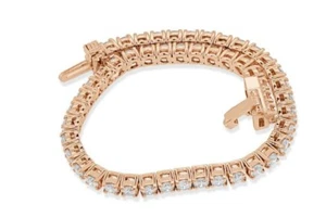 JK-SI 6.25Carat Genuine Round Diamond 14K Rose Gold Tennis Bracelet 4 Prong Set - Picture 1 of 13