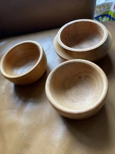 Bins Handmade Elm Welsh 3 X Bowls (Siop Fach Crefft Mathry) - Picture 1 of 14