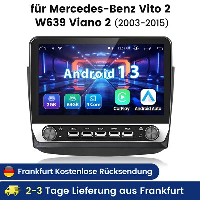 Android 14 Carplay Autoradio GPS Navi WIFI BT Für Benz Vito Viano W639 2003-2015 - Bild 1 von 4